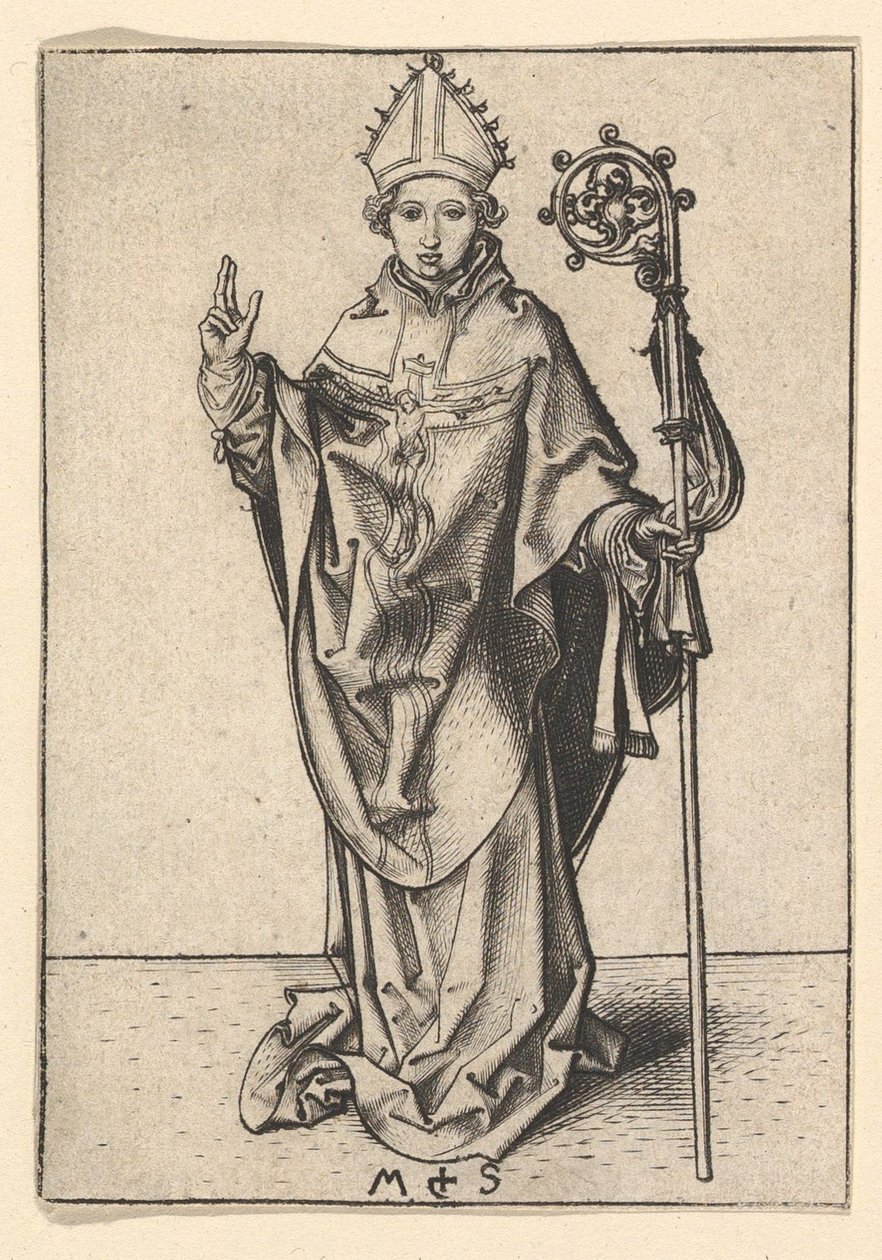 Szent püspök, kb. 1435-1491. alkotó: Martin Schongauer