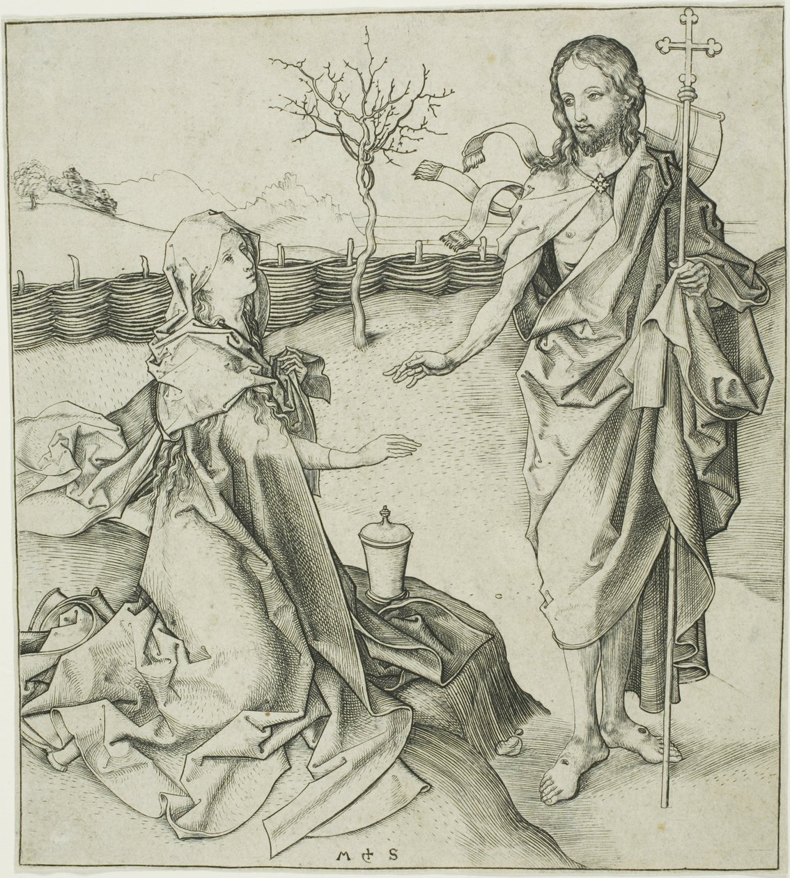 Krisztus megjelenik a Magdolnának – Noli Me Tangere alkotó: Martin Schongauer