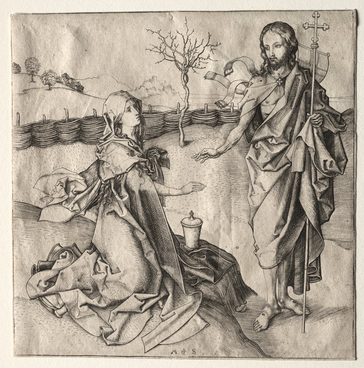Krisztus megjelenése a Magdolnának. alkotó: Martin Schongauer