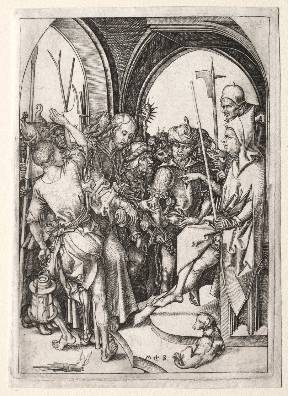 Krisztus a főpap előtt. alkotó: Martin Schongauer