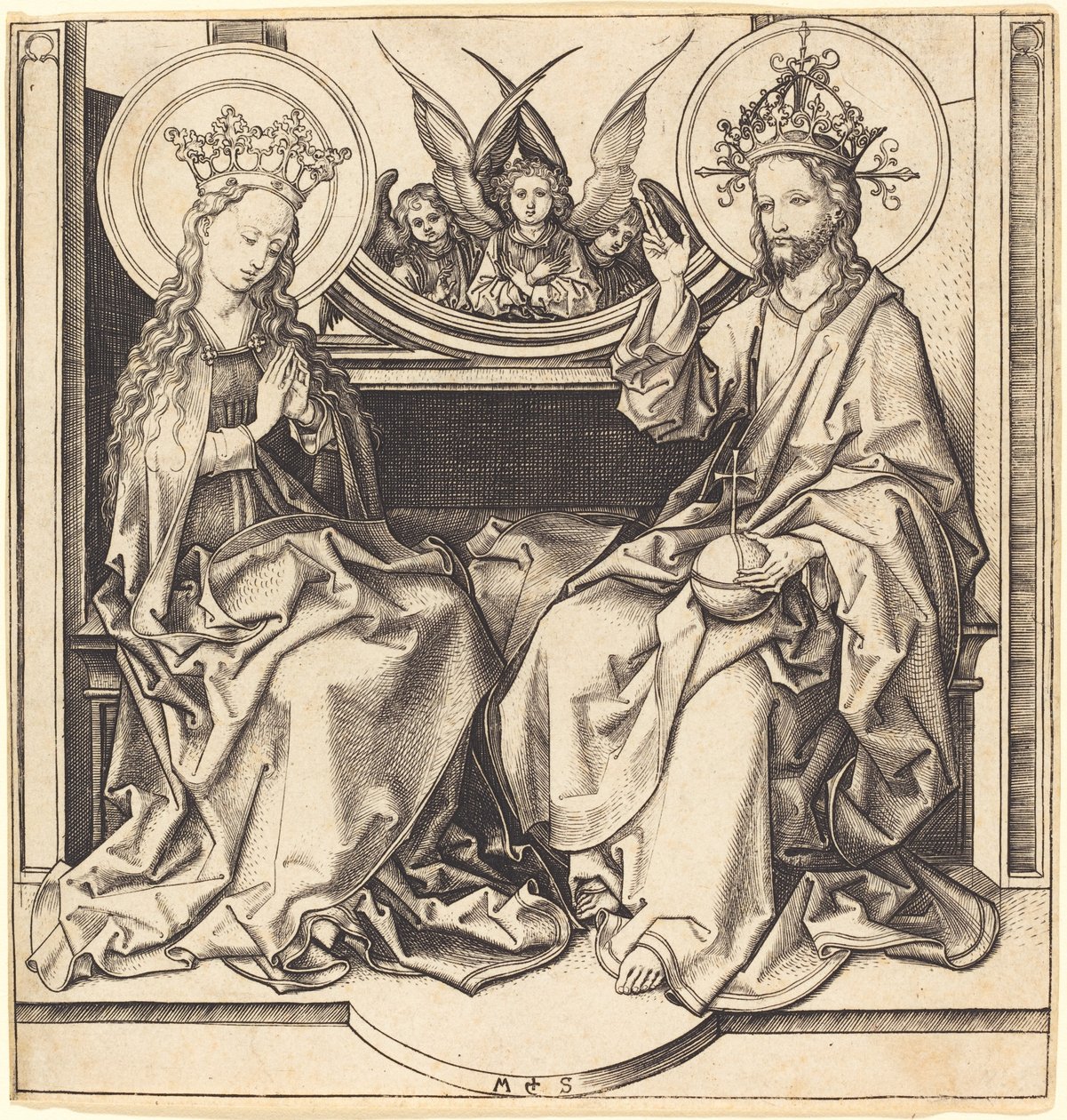 Krisztus áldja a Szűzanyát alkotó: Martin Schongauer