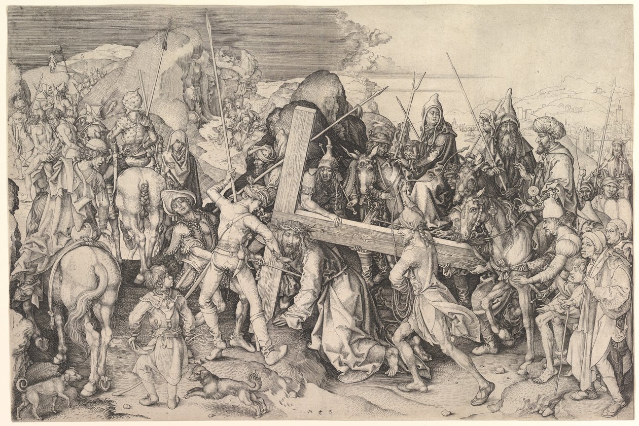 A keresztet hordozó Krisztus, kb. 1475-80. alkotó: Martin Schongauer
