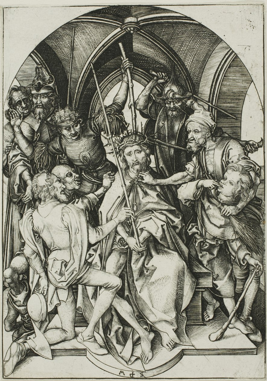 A tövisekkel megkoronázott Krisztus, a Passióból alkotó: Martin Schongauer