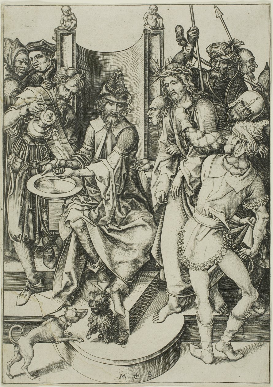Krisztus Pilátus előtt, a Passióból alkotó: Martin Schongauer