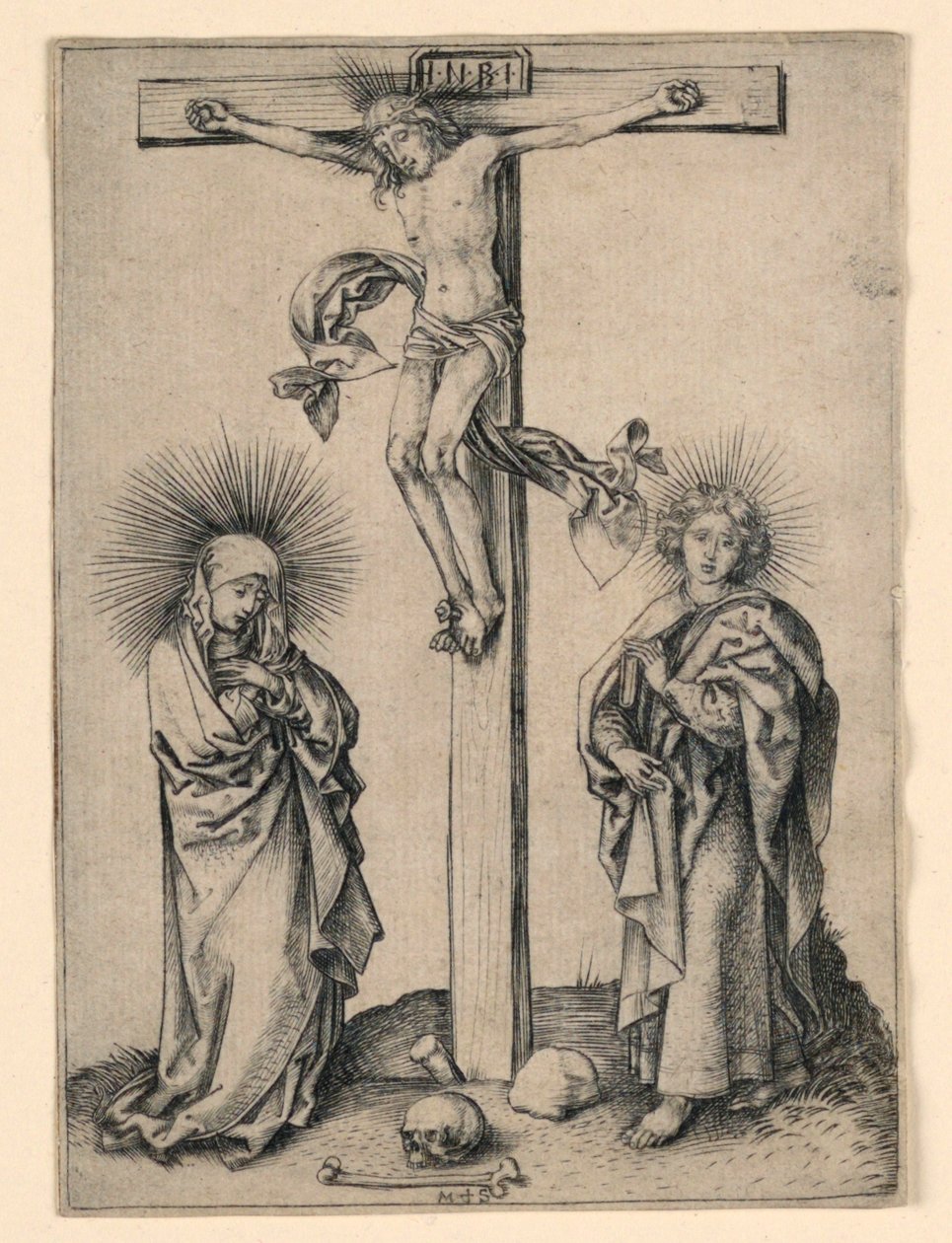 Krisztus a kereszten Máriával és Jánossal alkotó: Martin Schongauer