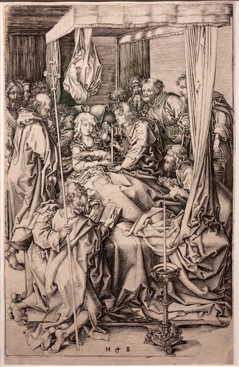 Gravírozás papírra. A Szűz halála. Schongauer Márton. 1470-1491 körül. (metszet papírra) alkotó: Martin Schongauer