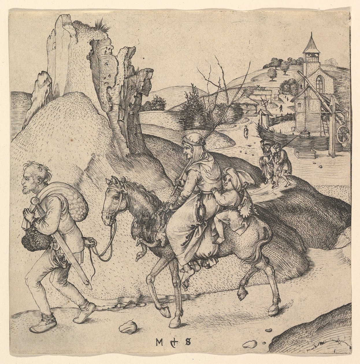 Piacra menő parasztcsalád, kb. 1435-1491. alkotó: Martin Schongauer