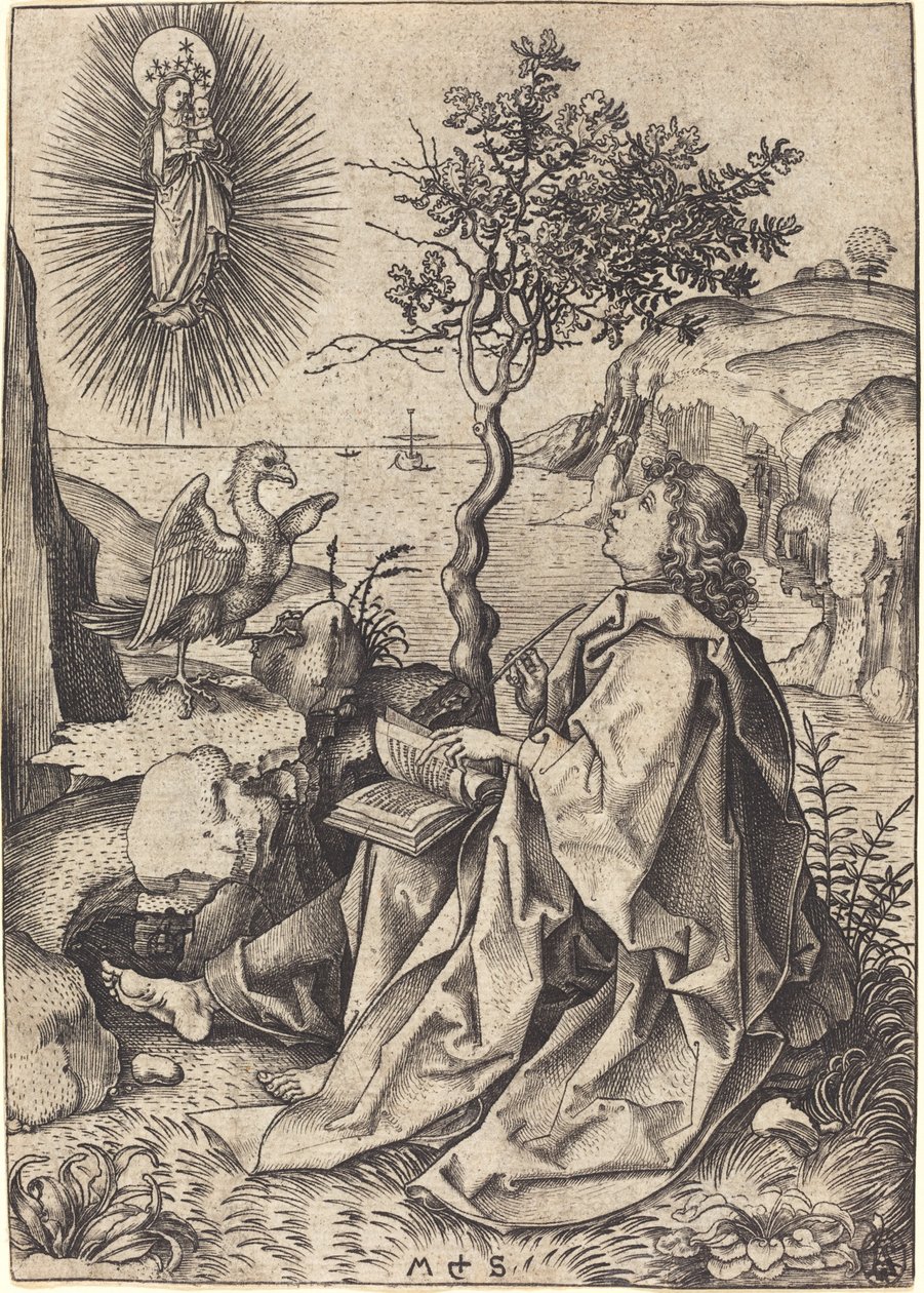 Szent János Patmoszon alkotó: Martin Schongauer