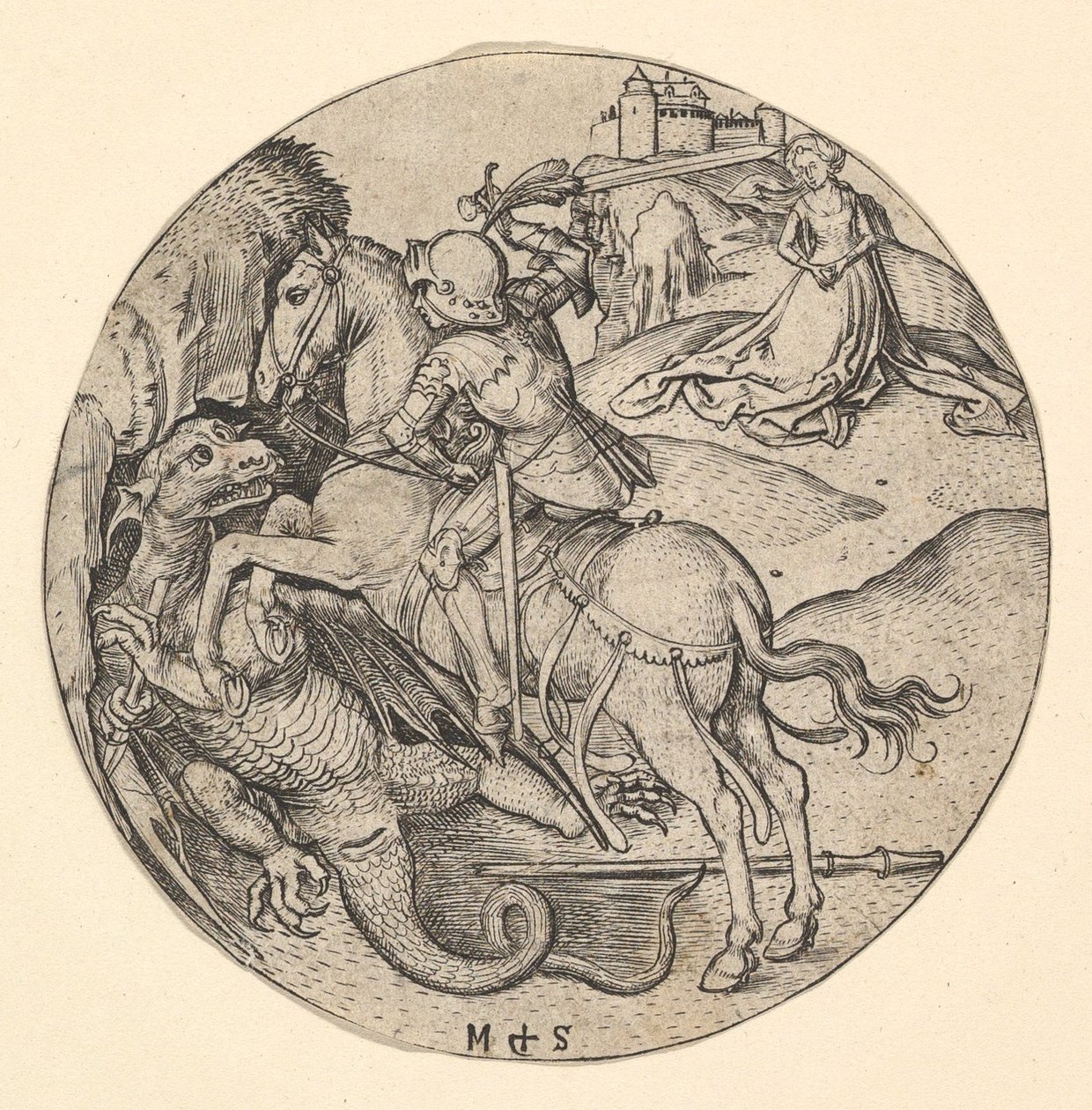 St. George Slaying the Dragon, kb. 1435-1491. alkotó: Martin Schongauer