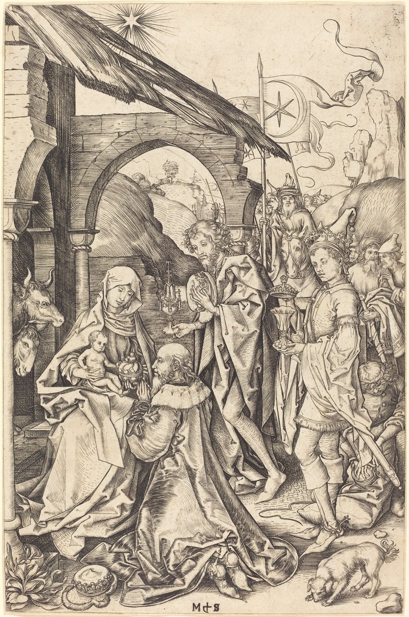 A mágusok imádása alkotó: Martin Schongauer