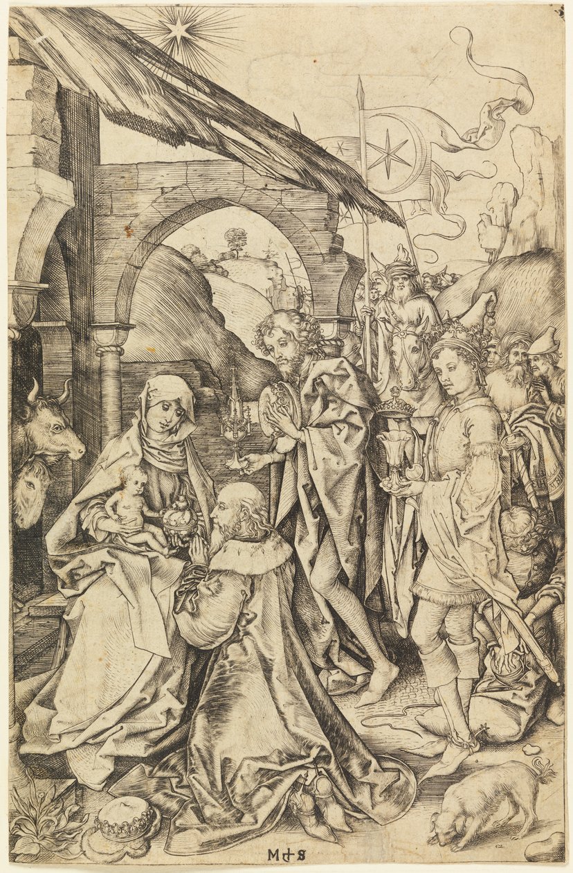 A mágusok imádása alkotó: Martin Schongauer