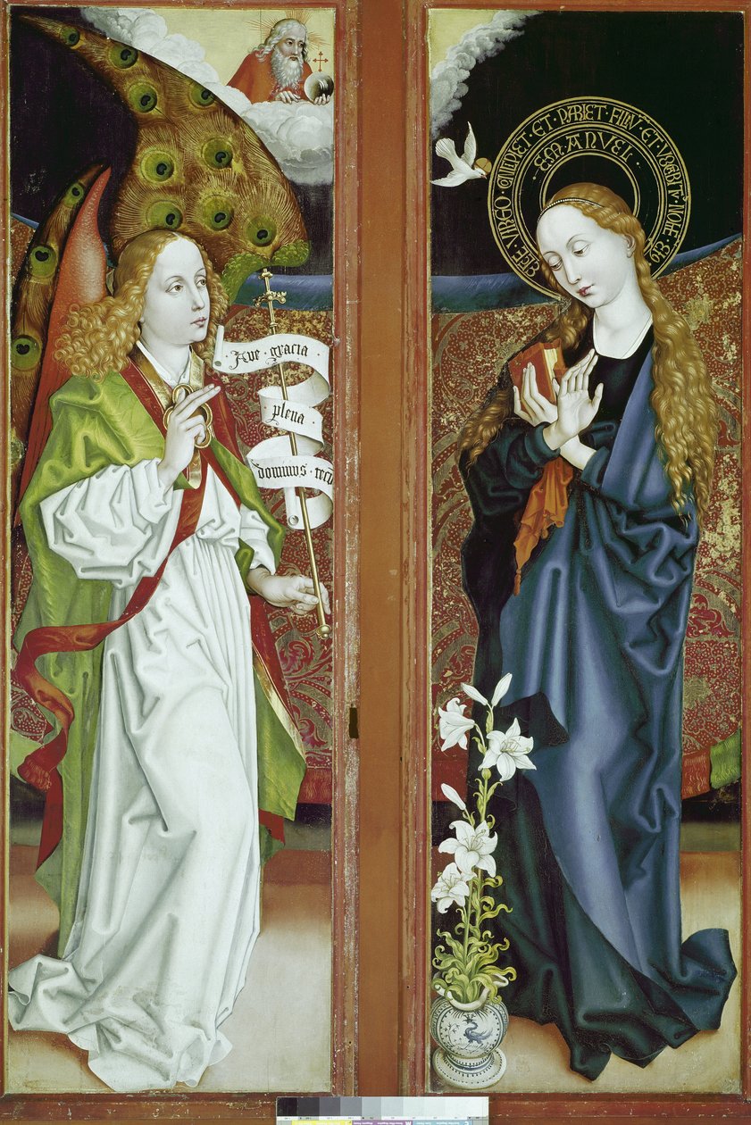 Orlier Angyali üdvözlet oltárképe. Martin Schongauer (1453-1491) festménye, olaj, fa. Colmar, Unterlinden Múzeum alkotó: Martin Schongauer