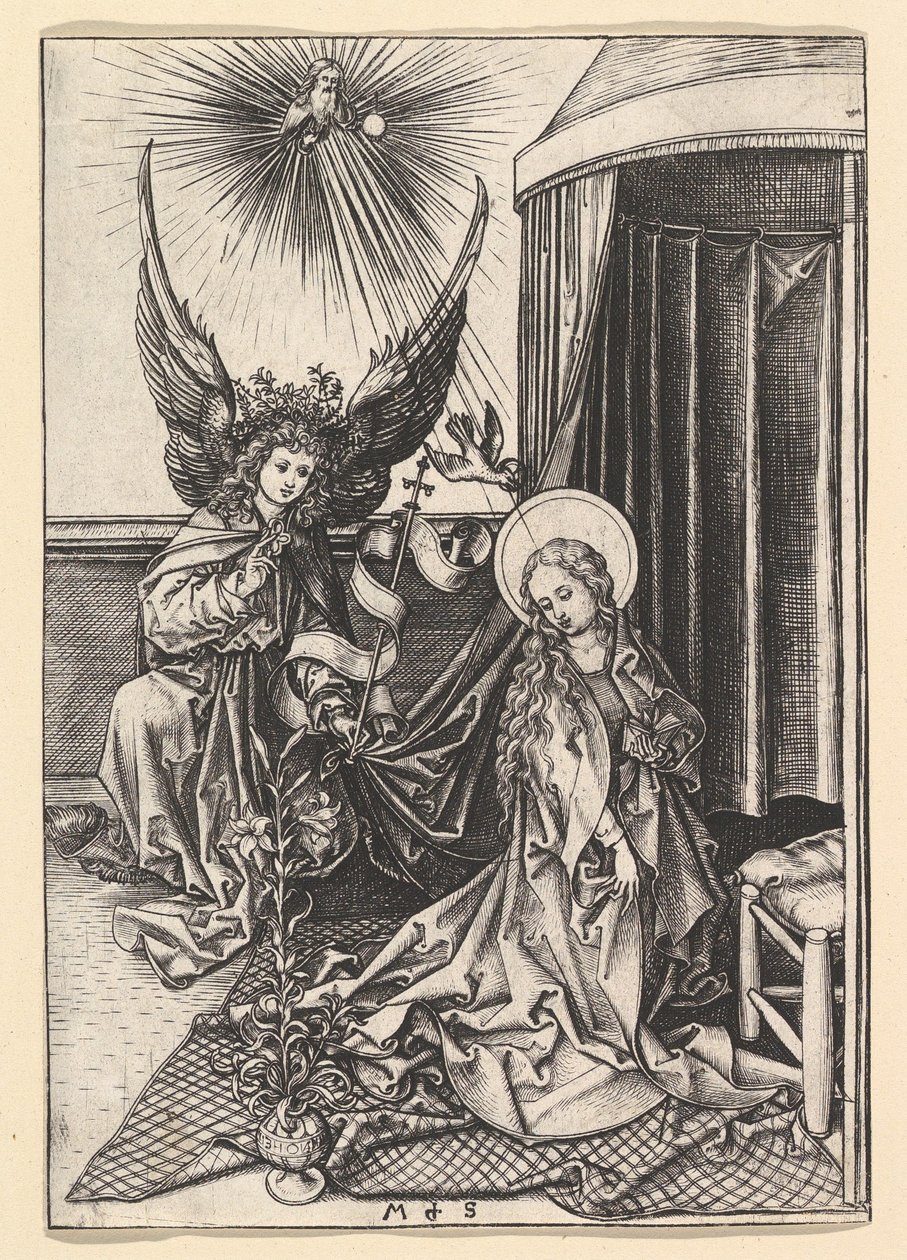 Az Angyali üdvözlet, kb. 1435-1491. alkotó: Martin Schongauer