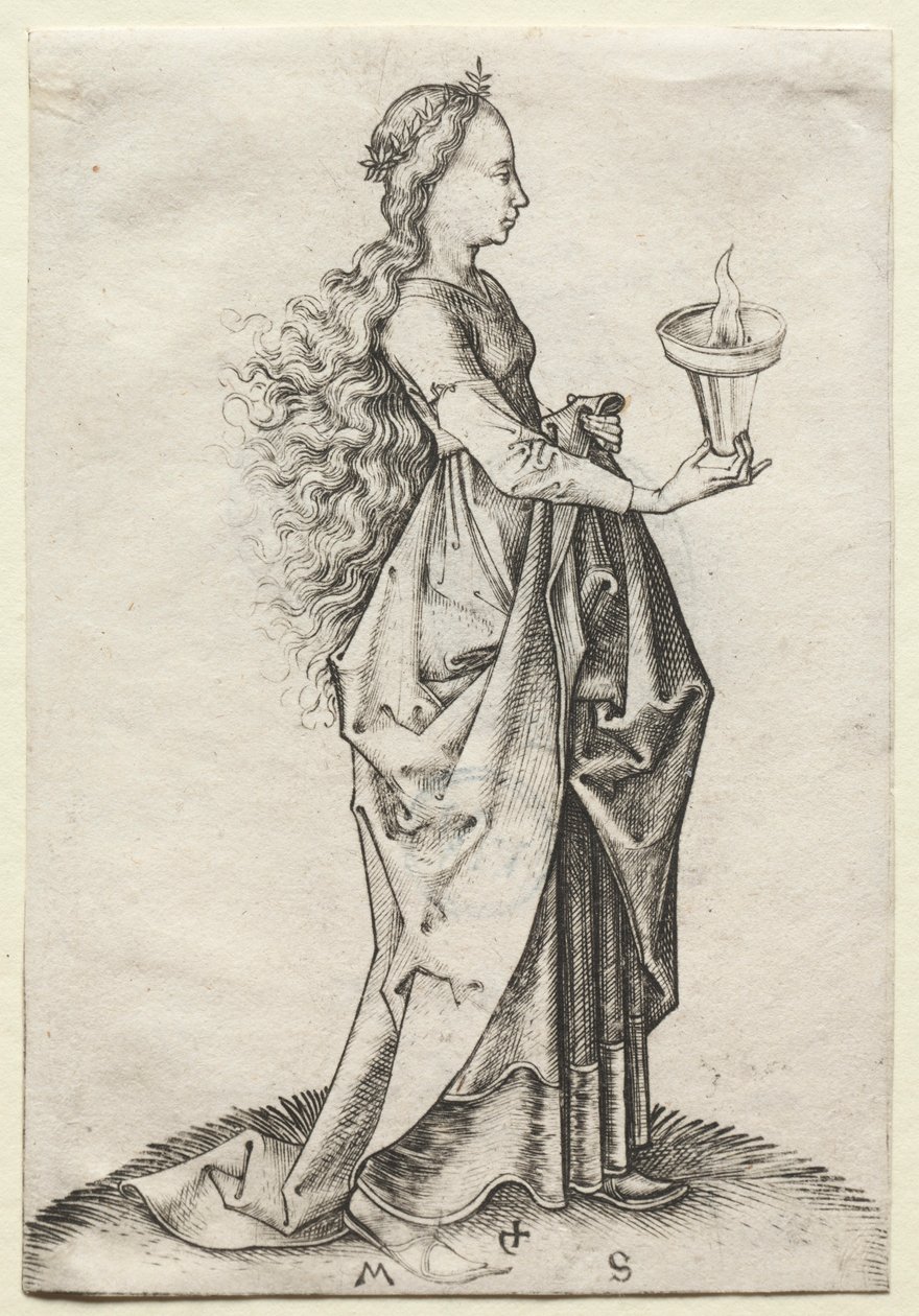 Az Ötödik Bölcs Szűz. alkotó: Martin Schongauer