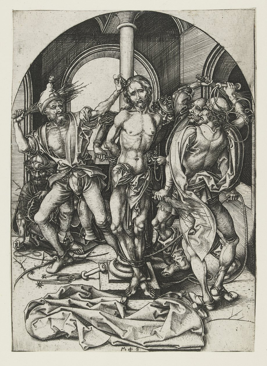 A zászlózás, 15. század vége alkotó: Martin Schongauer