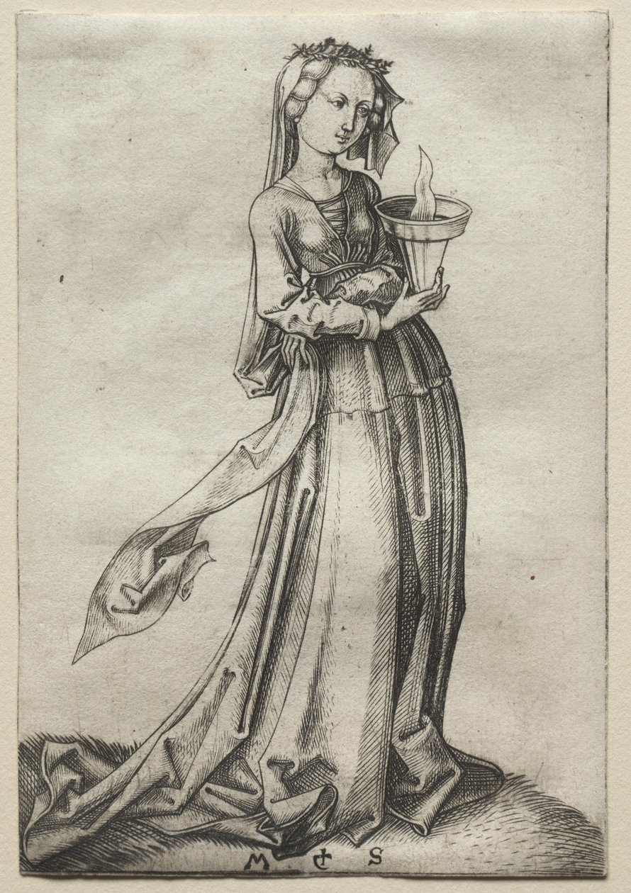 A negyedik bölcs szűz. alkotó: Martin Schongauer