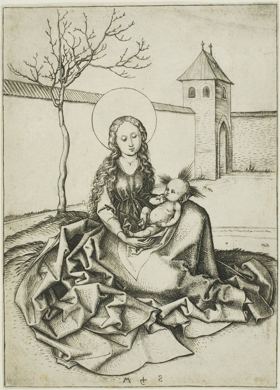 A Madonna és gyermeke az udvarban alkotó: Martin Schongauer