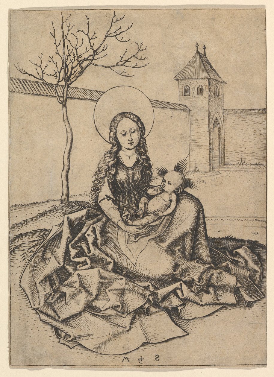 A Madonna és a gyermek az udvaron, kb. 1435-1491. alkotó: Martin Schongauer