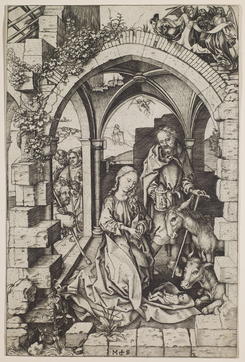 A születés, 1471-73 körül (metszet) alkotó: Martin Schongauer