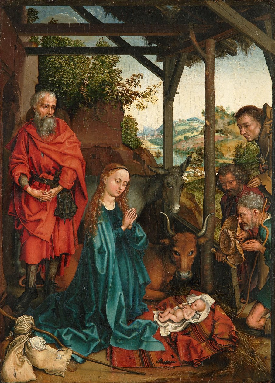 Krisztus születése és a pásztorok imádása alkotó: Martin Schongauer