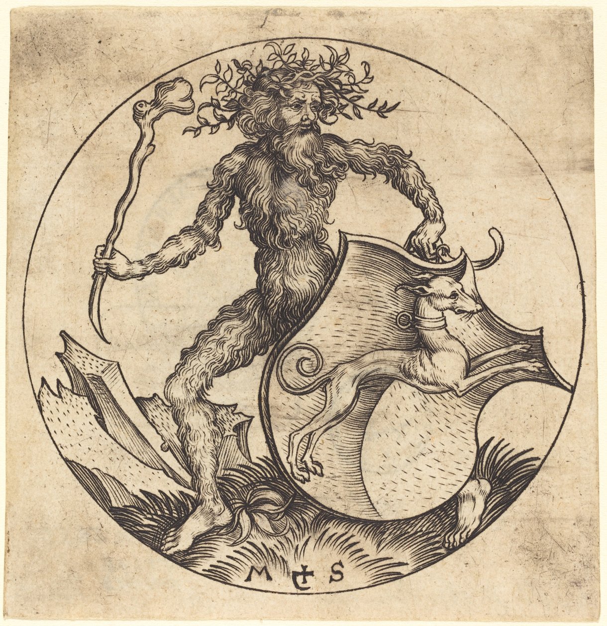 Vad ember pajzsot tart egy agárral alkotó: Martin Schongauer