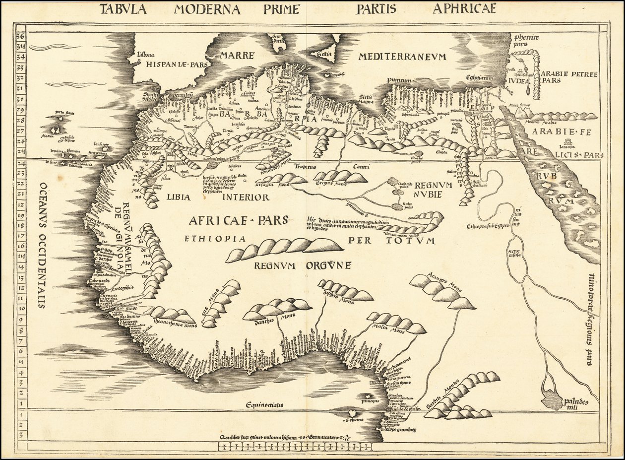 Észak-Afrika 1513-as térképe, Martin Waldseemüller által készített térkép alkotó: Martin Waldseemuller