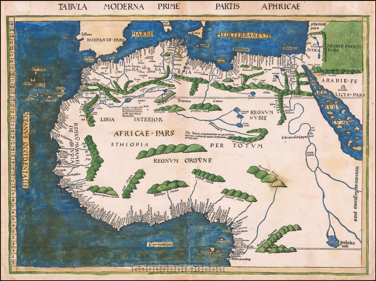 Észak- és Nyugat-Afrika 1513-as térképe Martin Waldseemüller által. alkotó: Martin Waldseemuller