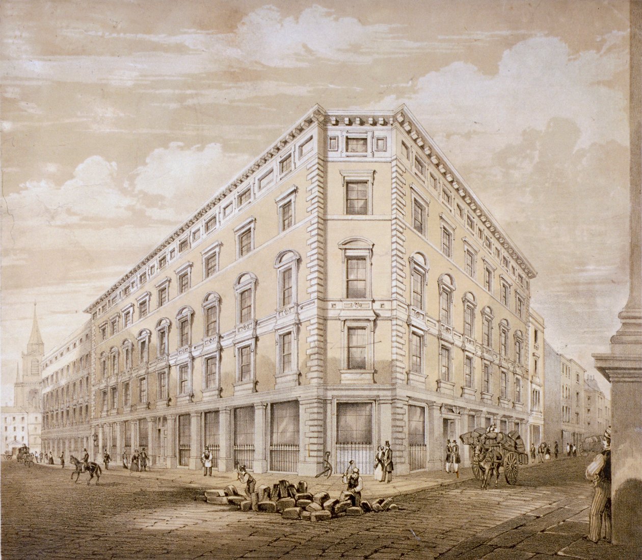 Gresham Street, London City, 1840. alkotó: Martin and Hood