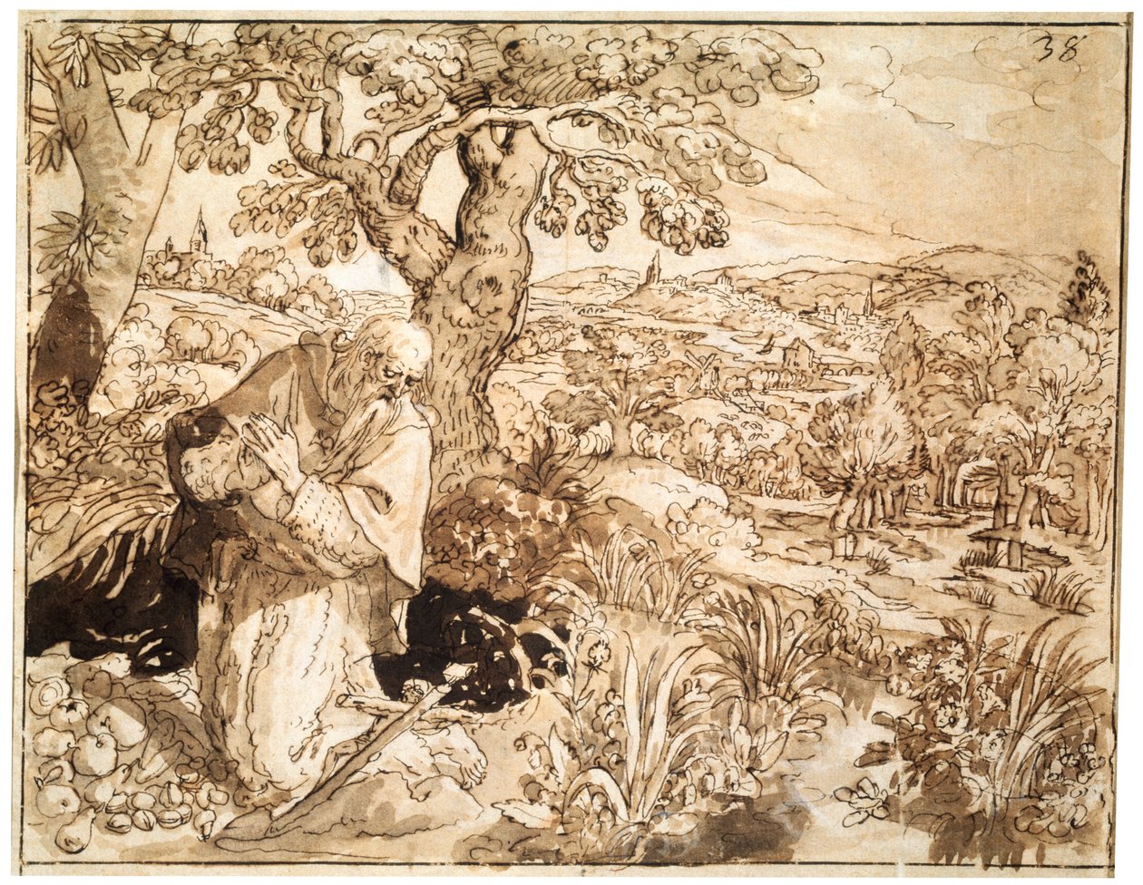 Egy remete, 1585-1586 alkotó: Maarten de Vos