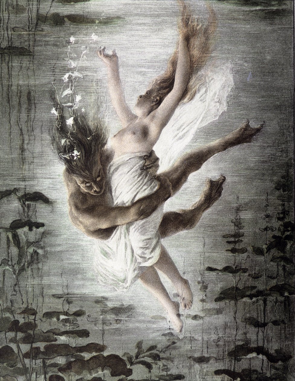 Tengeri szörnyeteg, aki elrabol egy fiatal nőt (14299-es részlet), „” Allegorien””, Martin Gerlach, c. 1900. alkotó: Martin senior Gerlach