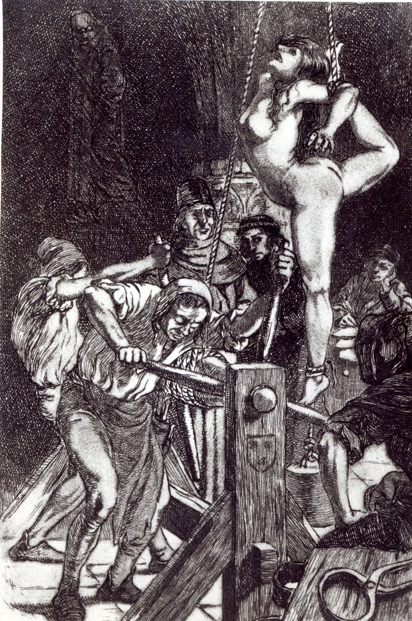 Egy boszorkány büntetése, 1911 litho alkotó: Martin van Maele