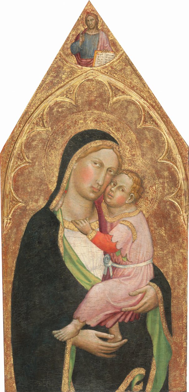 Madonna és gyermeke, Krisztus áldásával [középső panel] alkotó: Martino di Bartolomeo