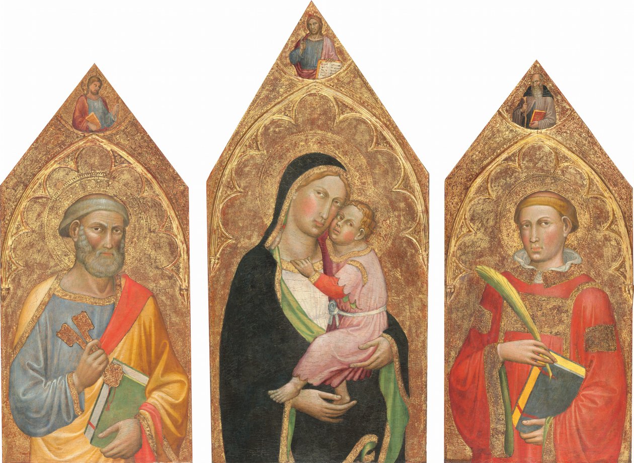 Madonna és a gyermek az áldással Krisztussal, valamint Szent Péter, Major Jakab, Anthony... c. 14151420. alkotó: Martino di Bartolomeo di Biagio