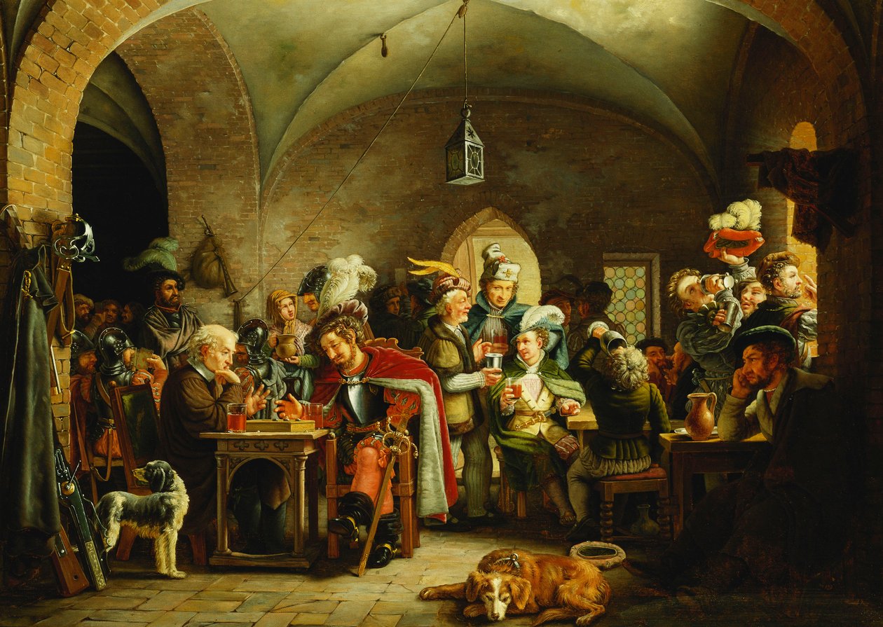 Katonák egy várkastélyban, 1828 alkotó: Martinus Rorbye