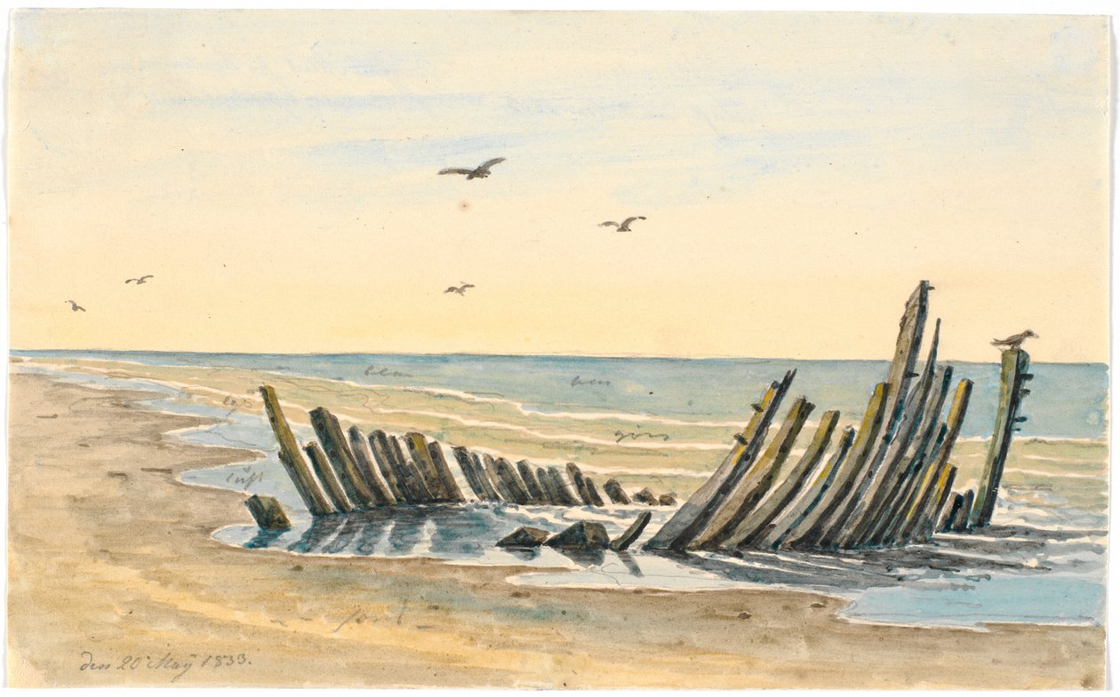 Roncs a Nordstranden tengerparton, 1832. május 9-én elsüllyedt alkotó: Martinus Rørbye