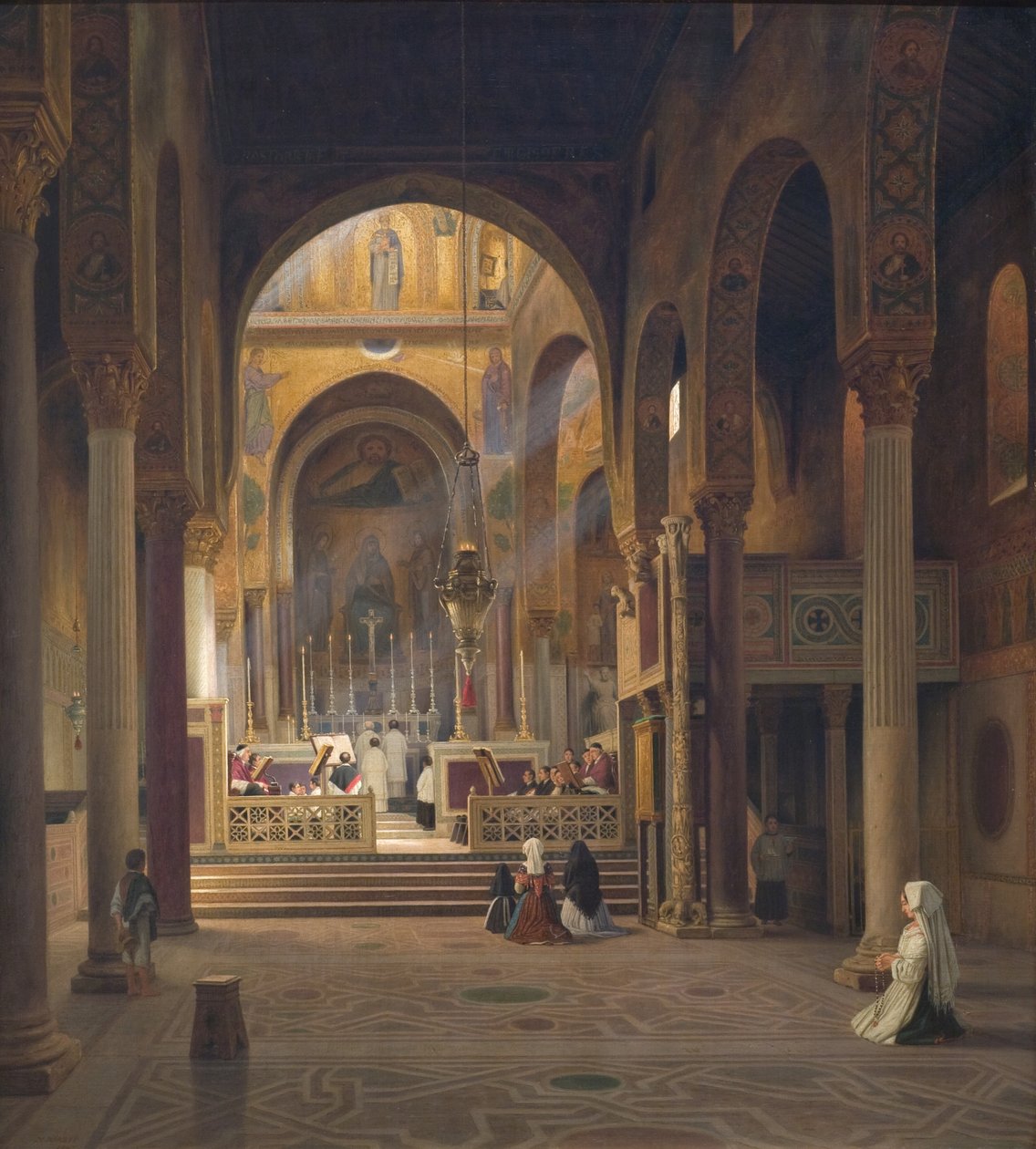 A Capella Palatina belseje Palermóban, Olaszországban alkotó: Martinus Rørbye