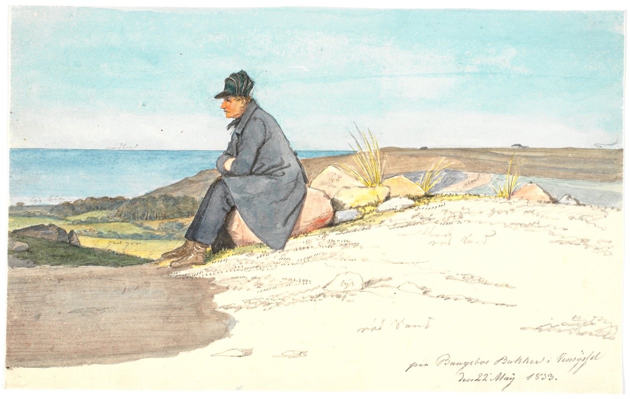 Ülő férfi Bangsbo hillsben, Vendsysselben, 1833. május 22-én alkotó: Martinus Rørbye
