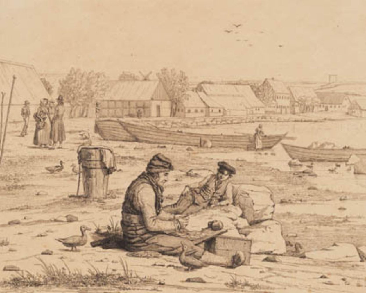 Strandgaden Thistedben. 1830 alkotó: Martinus Rørbye