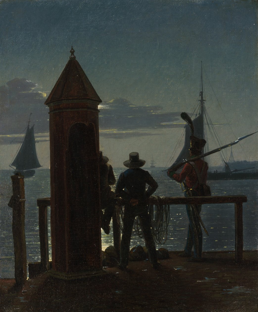 Kilátás a koppenhágai Citadella sáncáról a Holdfény által, 1839. alkotó: Martinus Rørbye