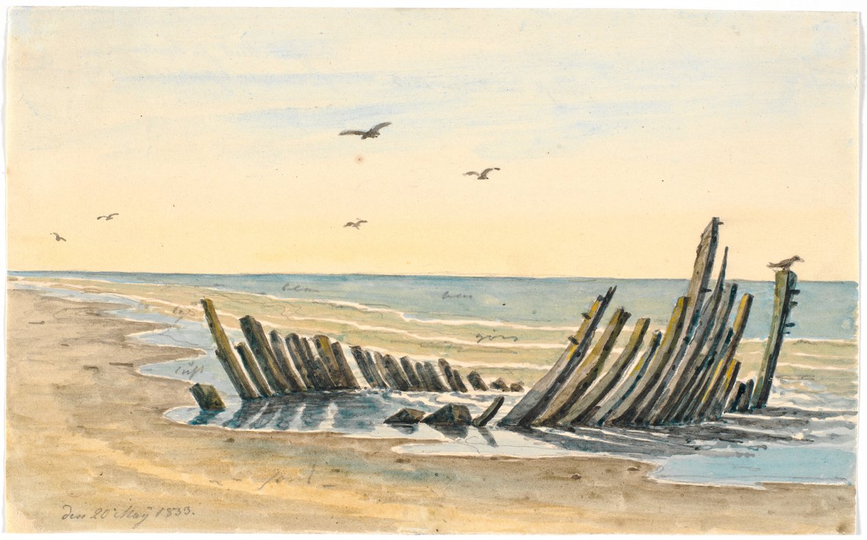 Roncs a Nordstranden tengerparton, 1832. május 9-én elsüllyedt alkotó: Martinus Rørbye