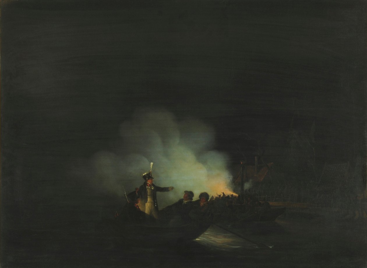 Holland: Matthijs Beelaerts, a nemzetőrség parancsnokának átkelése Papendrechtbe 1813. november 22-én éjjel. alkotó: Martinus Schouman