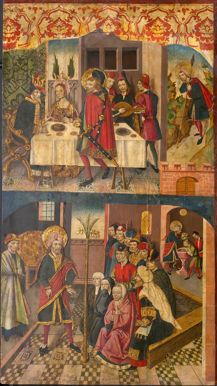 Szent Kristóf búcsút vesz a királytól, aki félt a Sátántól, Szent Kristóftól és megtérőitől... alkotó: Martín de Soria