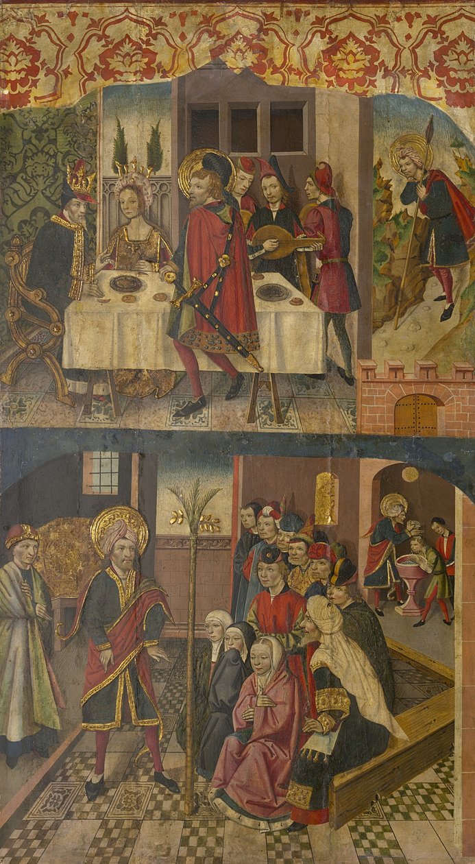 Szent Kristóf búcsút vesz a Sátántól félt királytól, Szent Kristóf és hittérítői, 1480-85 alkotó: Martín de Soria