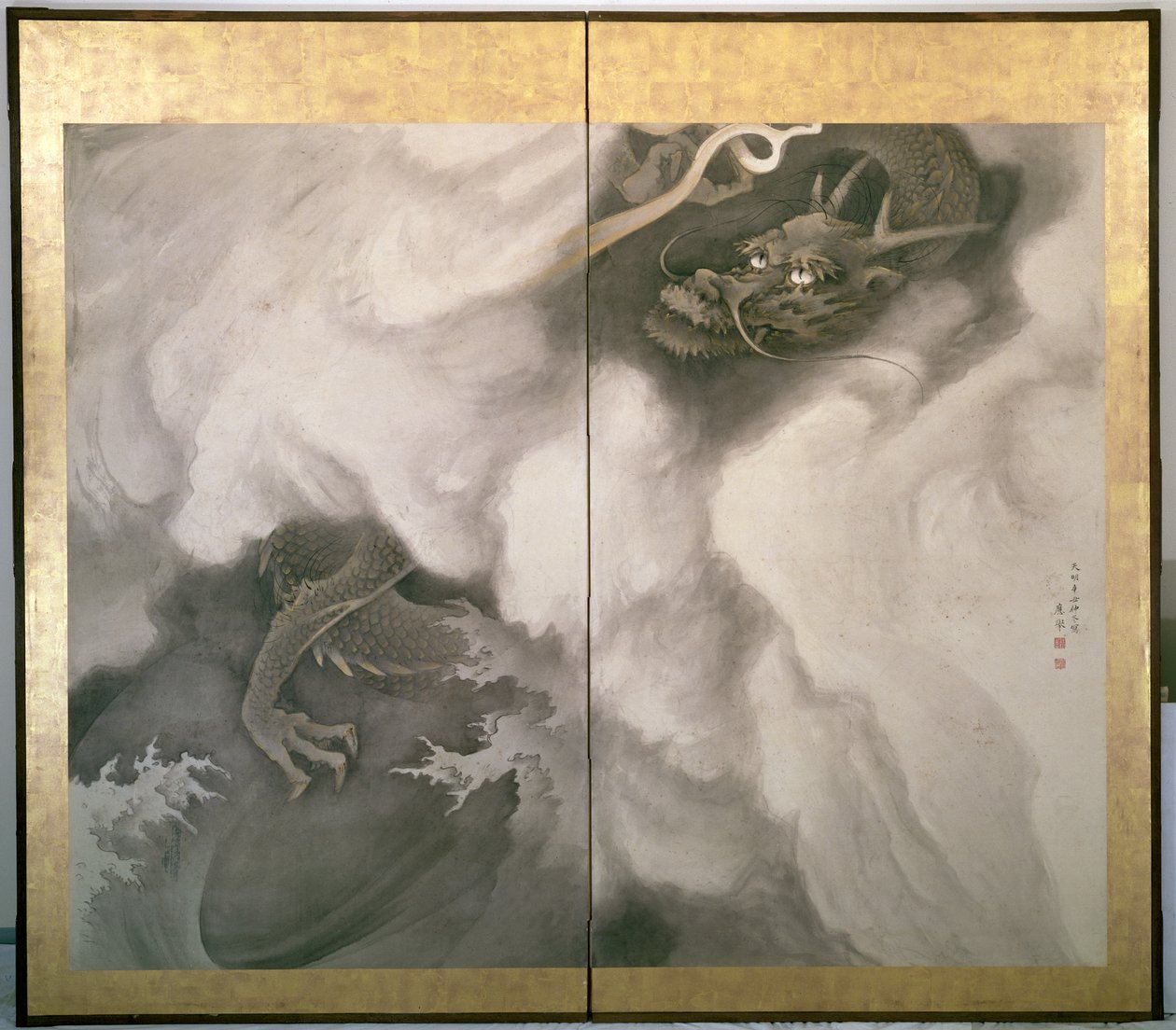 Dragon Screen, japán, 1781 (tinta és színes papíron) alkotó: Maruyama Okyo