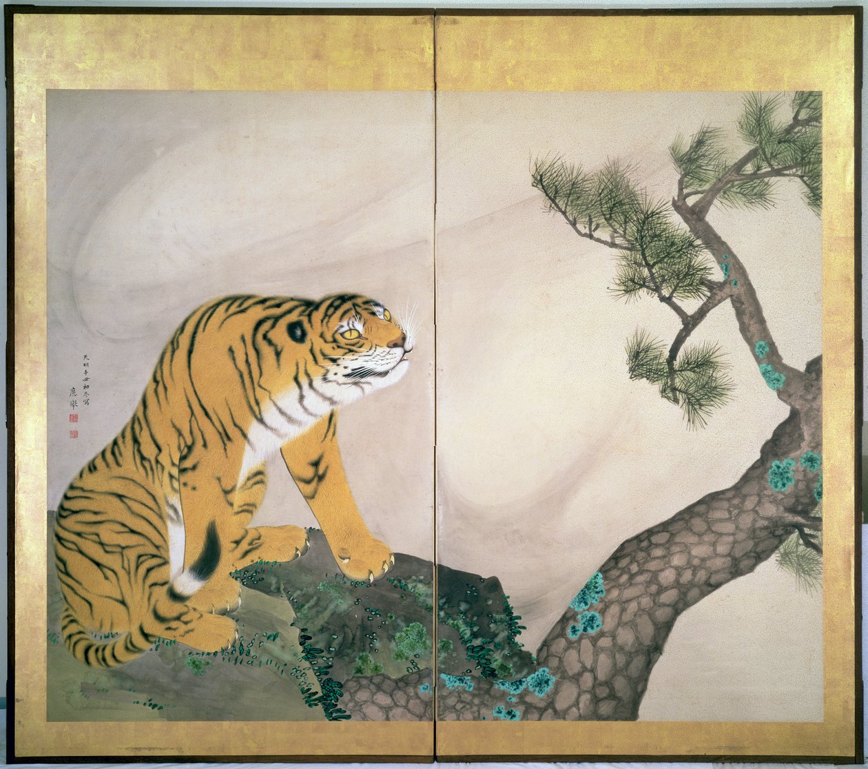 Tigris képernyő, japán, 1781 alkotó: Maruyama Okyo