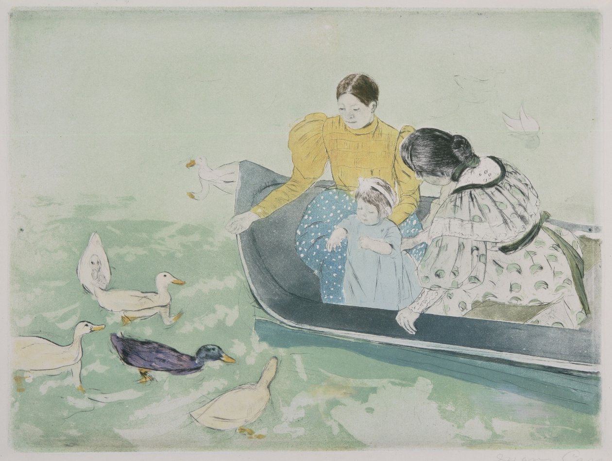 A kacsák etetése alkotó: Mary Cassatt