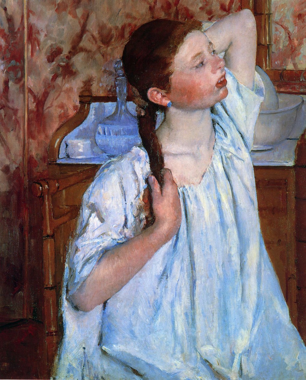 Lány rendezi a haját alkotó: Mary Cassatt