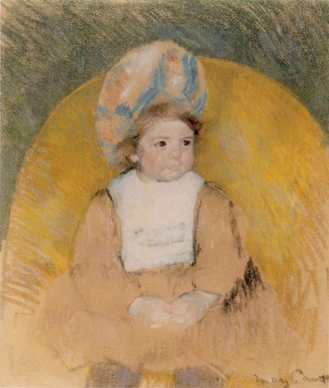 Fiatal lány sárga karosszékben ül alkotó: Mary Cassatt