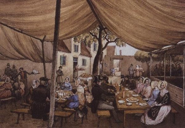 Egy szabadtéri kávézó Németországban, valószínűleg Speyerben alkotó: Mary Ellen Best