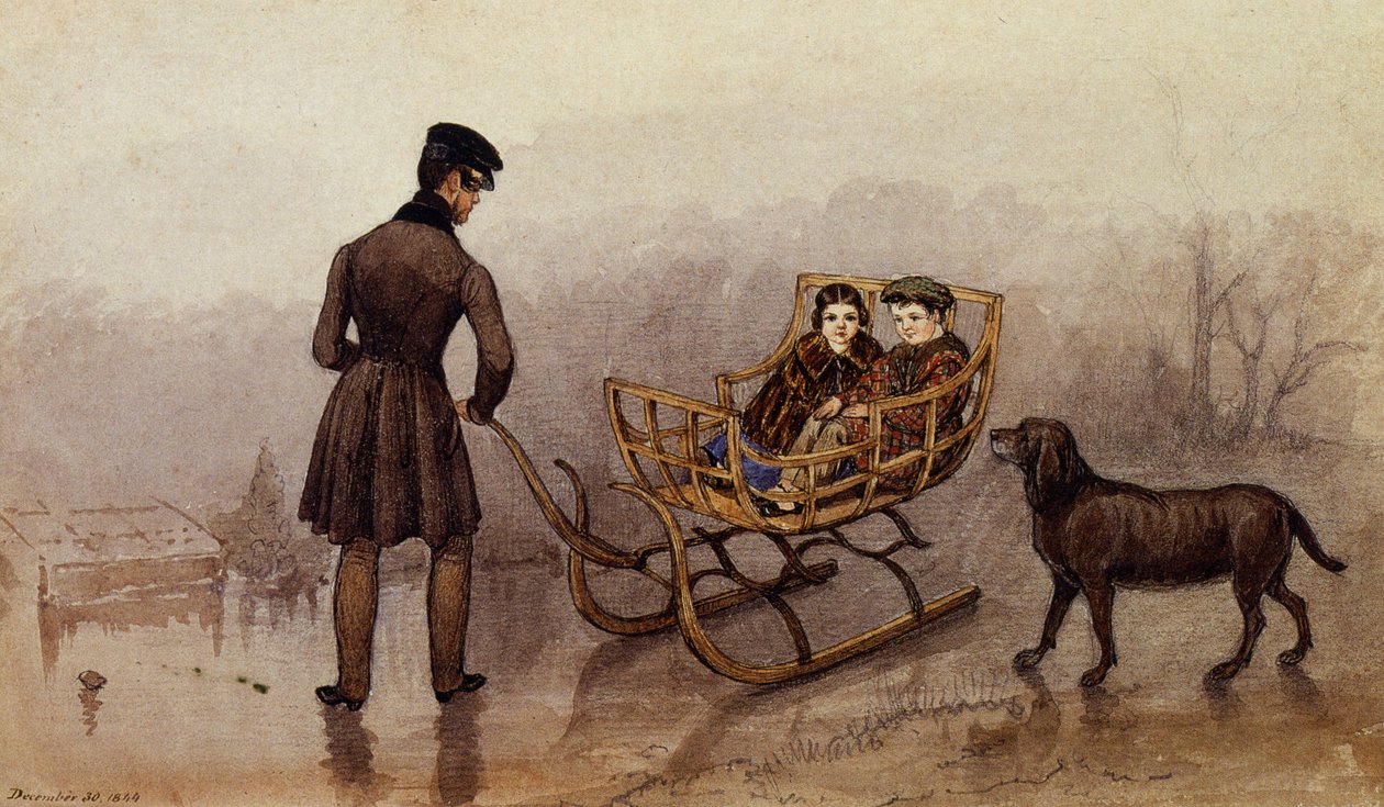Anthony, Frank és Caroline szánkózni a jégen alkotó: Mary Ellen Best